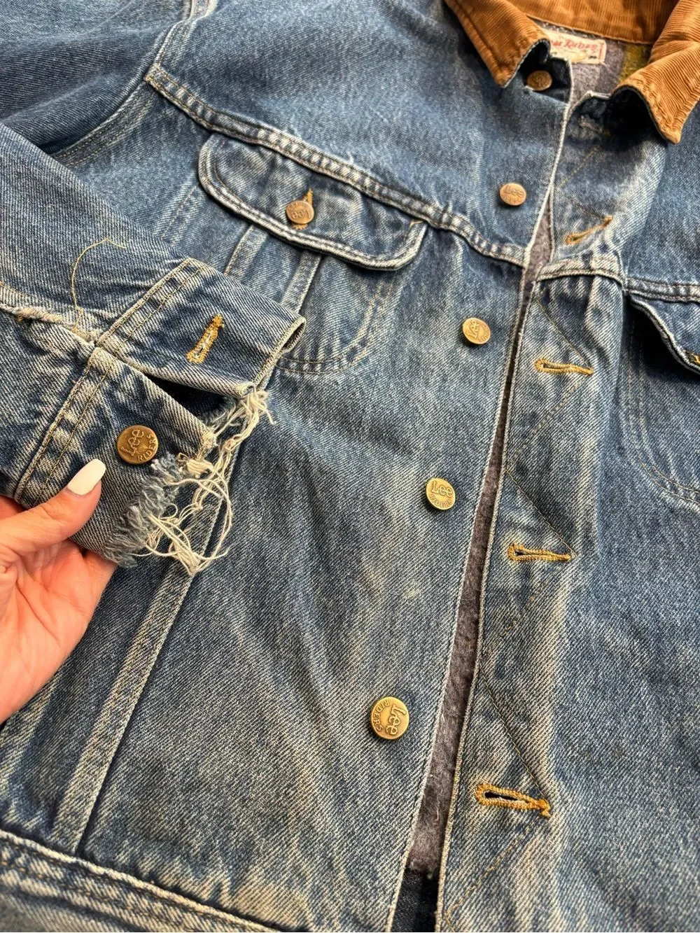 Vintage Lee Storm Rider Denim Jacket XL 46 R Blanket Lined CHORE COAT